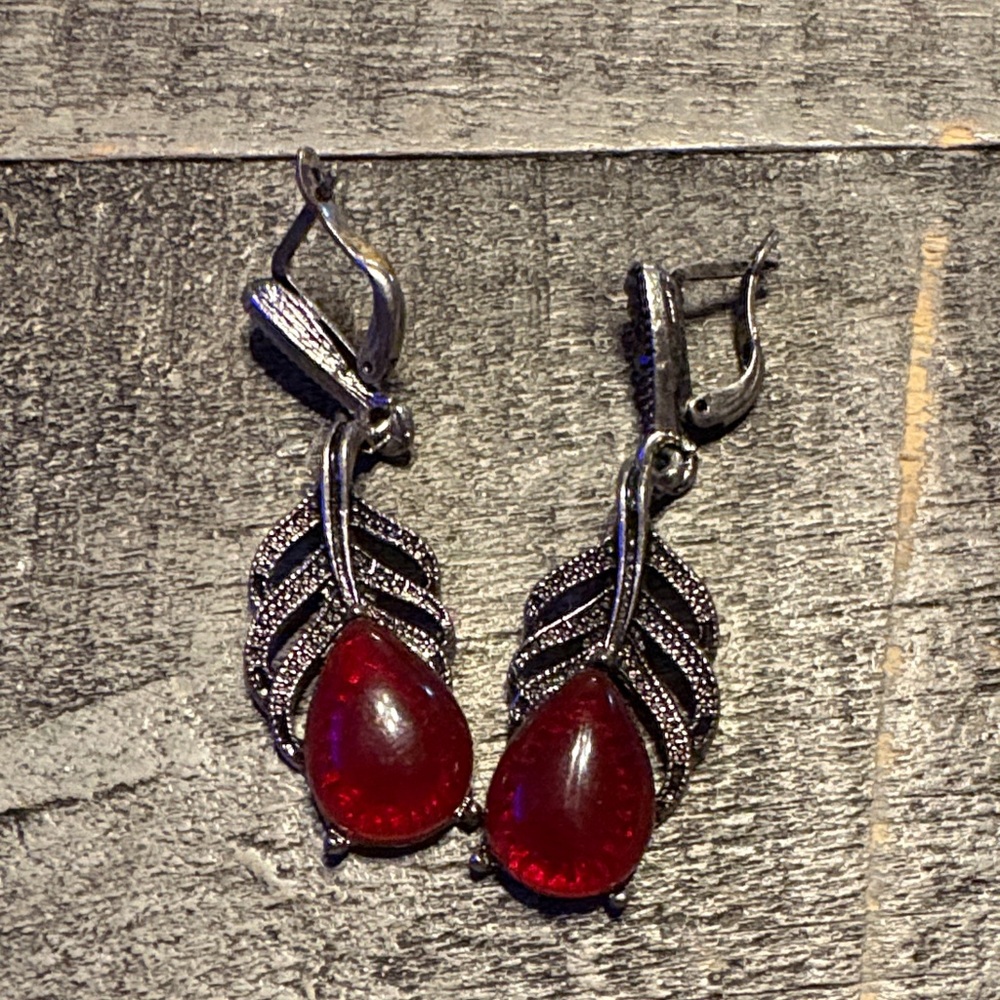 Vintage Sterling Silver and Marcasite Teardrop Earrings